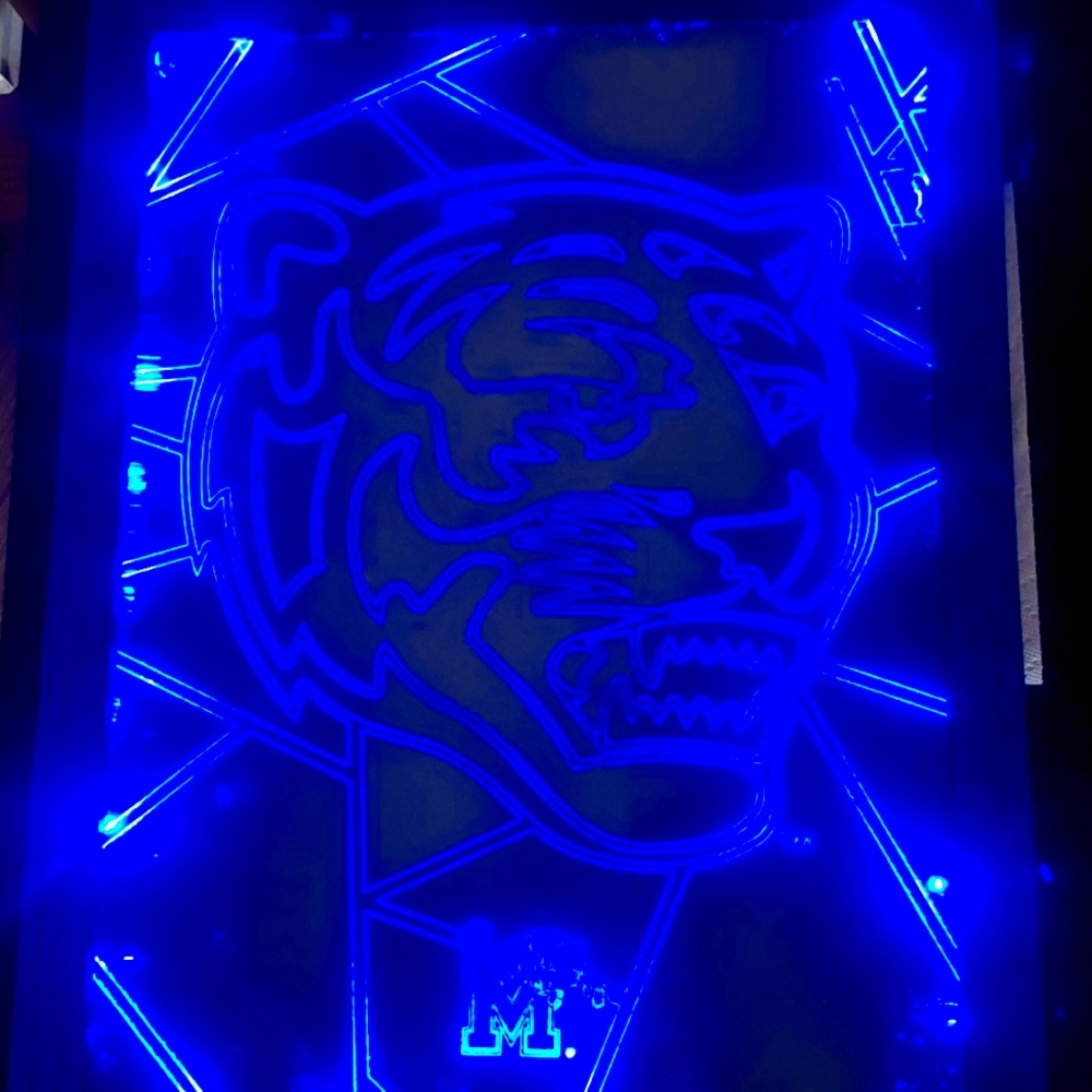 26x20" laser etched glass sports logo ect with LEDs